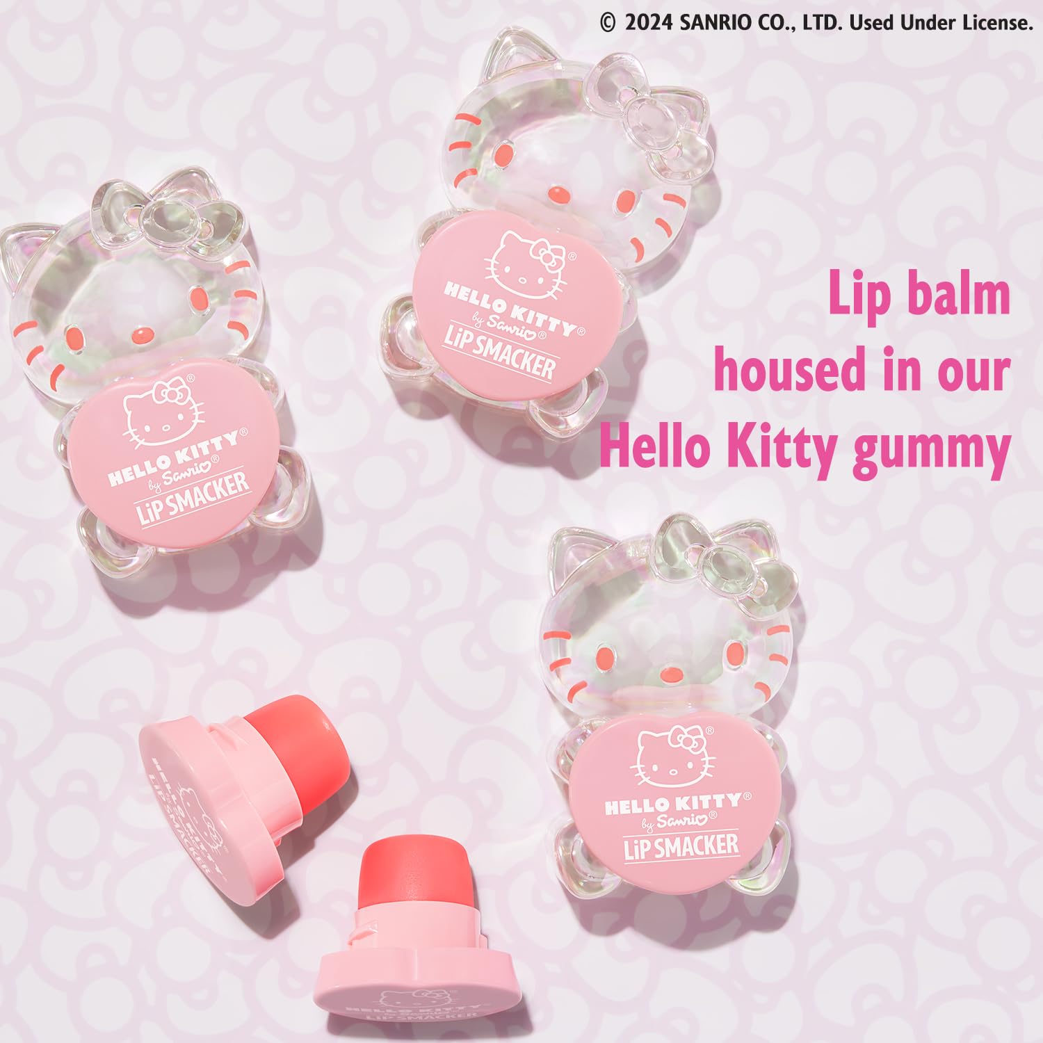 Hello Kitty balm packaging shows portable, gift-ready lip care on the go.