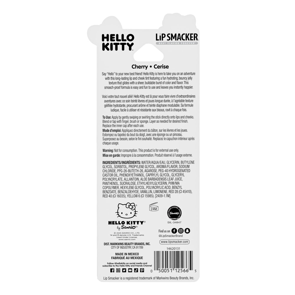 Lip Smacker Hello Kitty So Jelly cherry flavor lingers pleasantly during wear