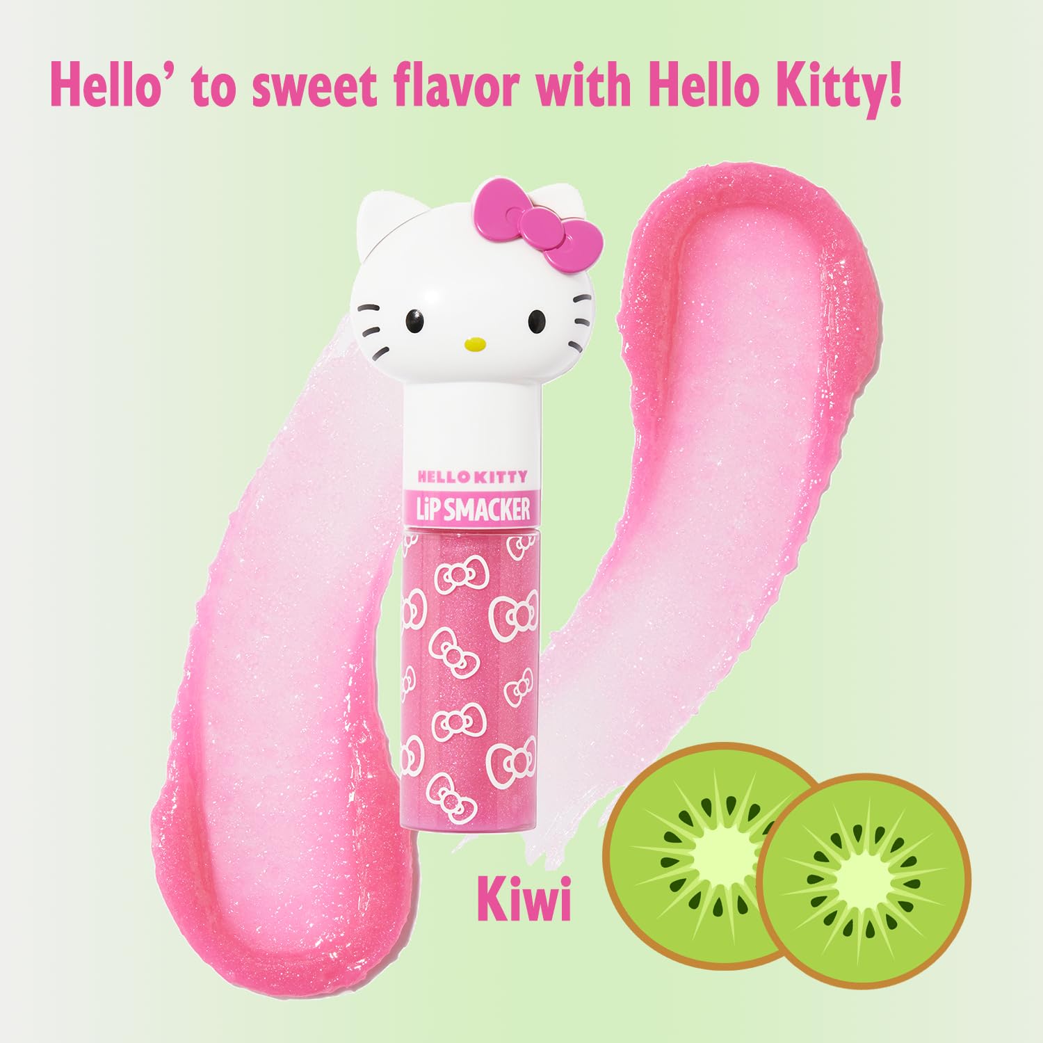 Hello Kitty flavor gloss by Lip Smacker adds tasty aroma and smooth lips.