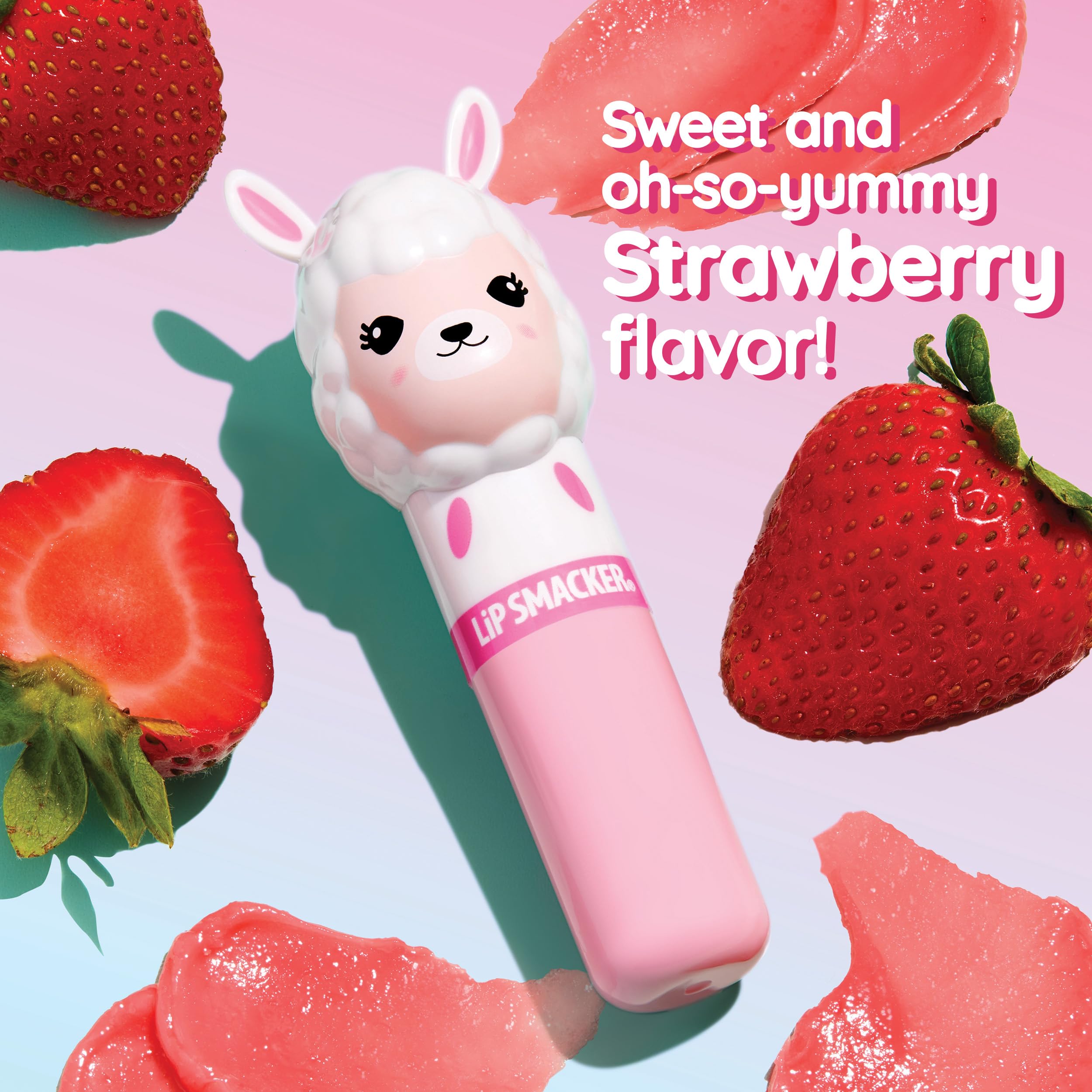 Llama character packaging close-up highlighting whimsical design and daily lip care.