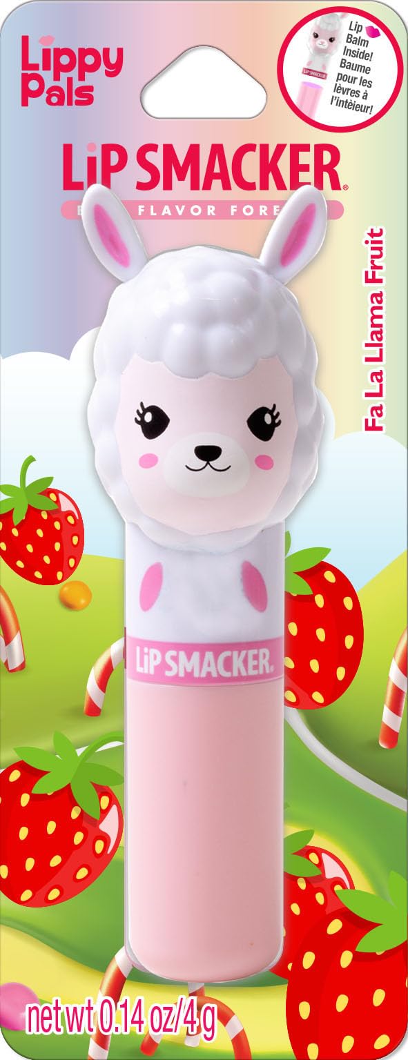 Lip Smacker Lippy Pals Llama strawberry balm twist for playful hydration.