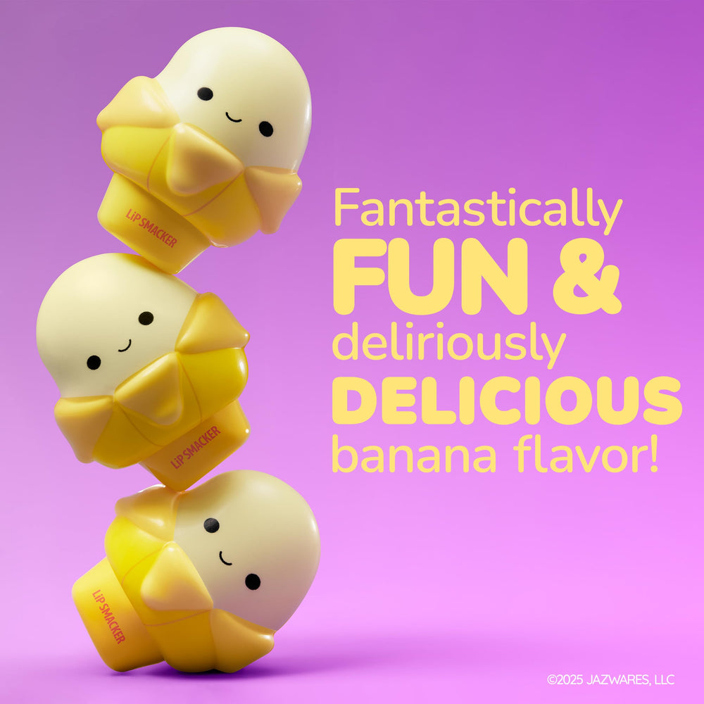 Squishmallows Junie moisturizing balm with flavor for kissable lips.
