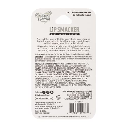 Bálsamo Lip Smacker Sugar Bear con brillo translúcido para labios suaves y brillantes.