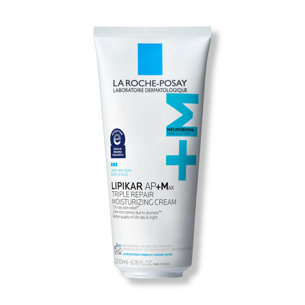 La Roche-Posay Lipikar AP+MAX bottle demonstrates triple repair for ultra-dry skin.