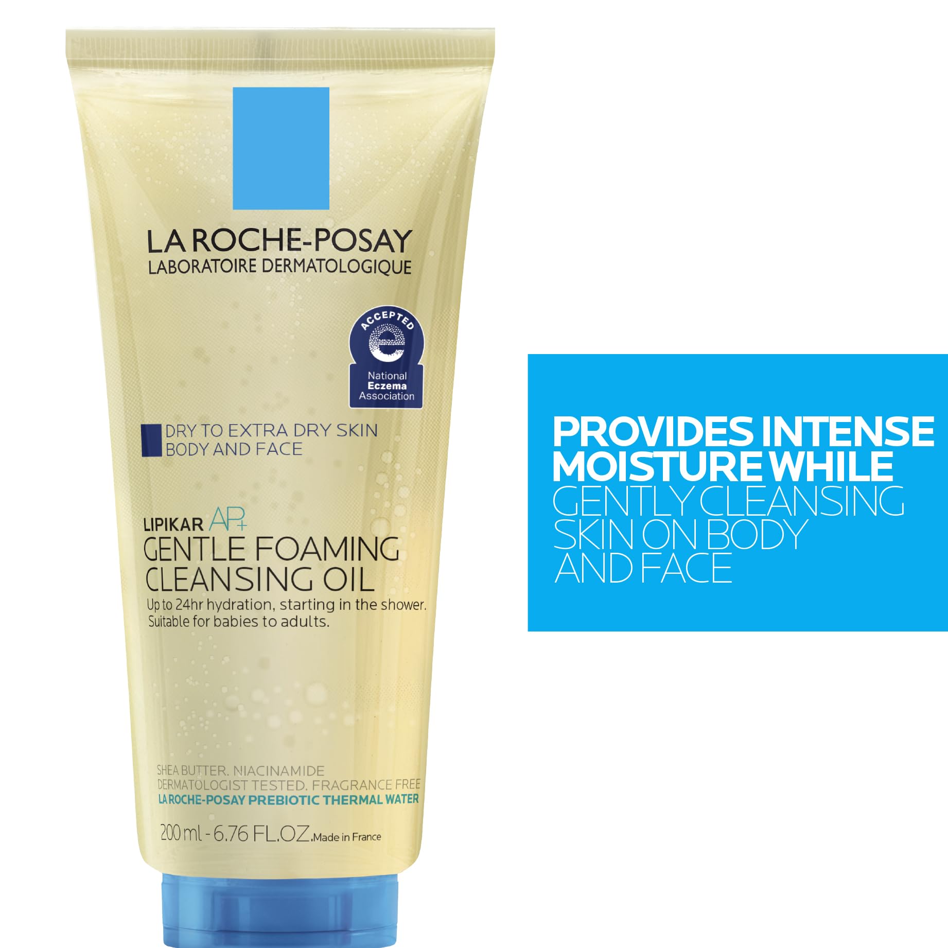 Lipikar AP+ limpieza suave para cara y cuerpo, sin irritar.