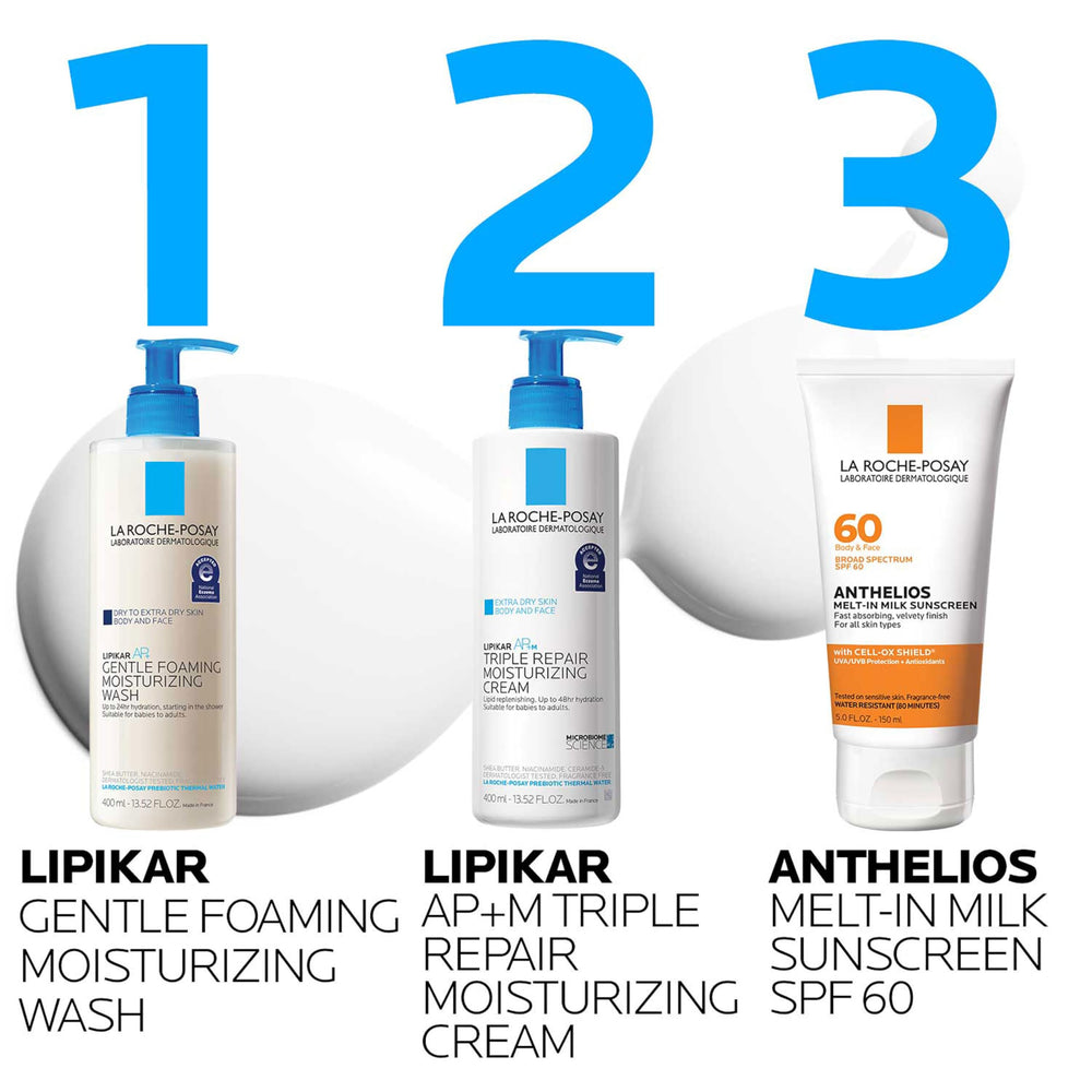 Lipikar AP+ dispensador en espuma facilita la ducha diaria.