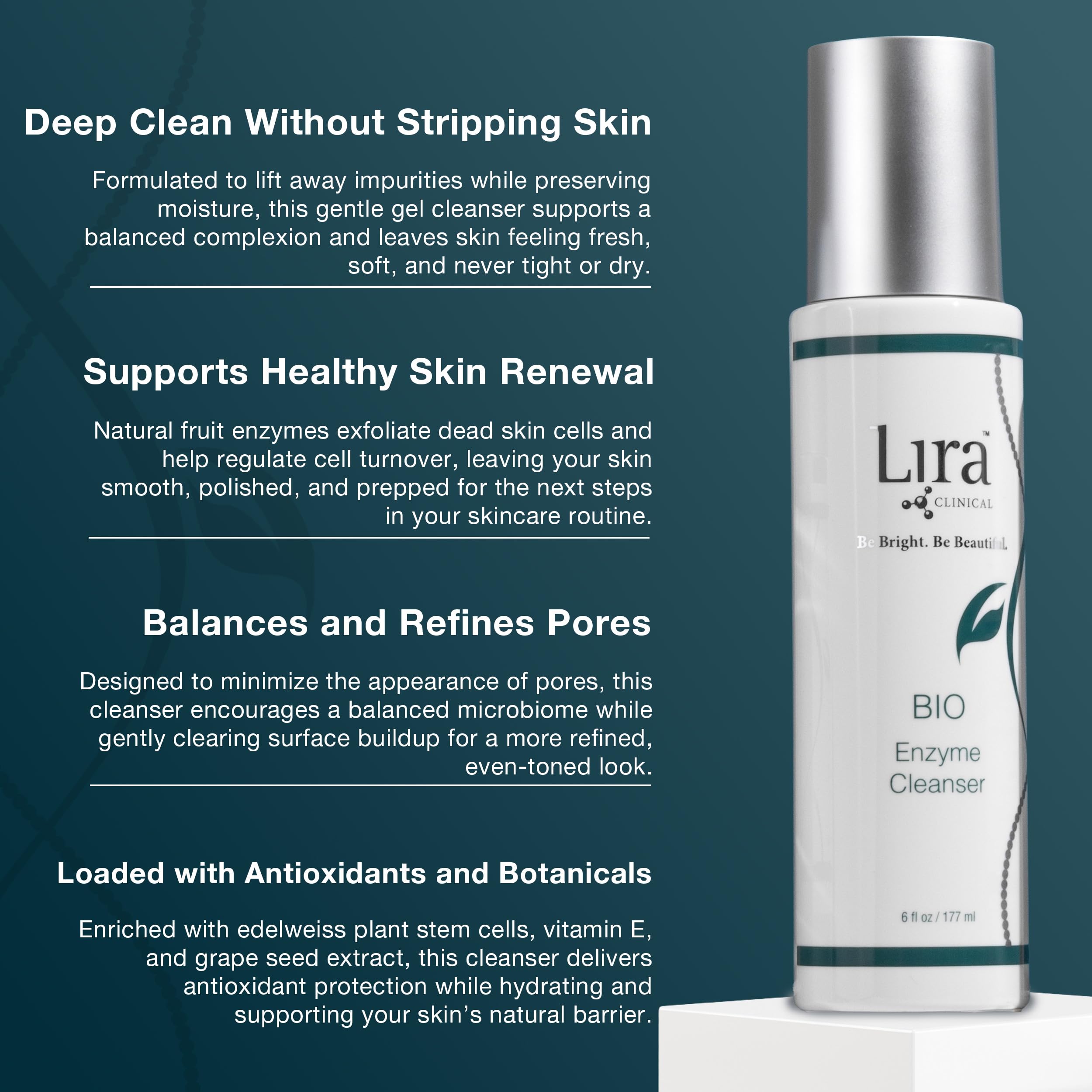 Lira Clinical BIO Enzyme Cleanser daily resurfacing with pineapple and papaya enzymes