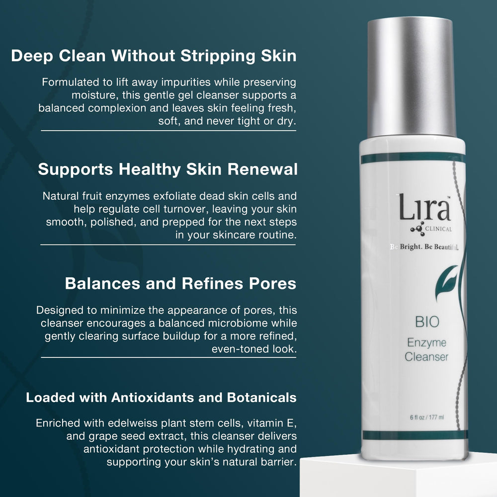 Lira Clinical BIO Enzyme Cleanser daily resurfacing with pineapple and papaya enzymes