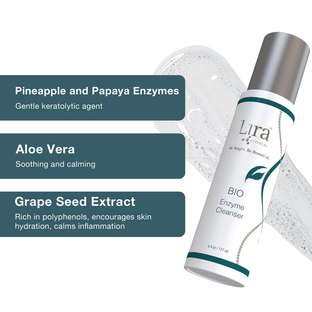 Lira Clinical BIO Enzyme Cleanser emulsifies with water for easy rinse