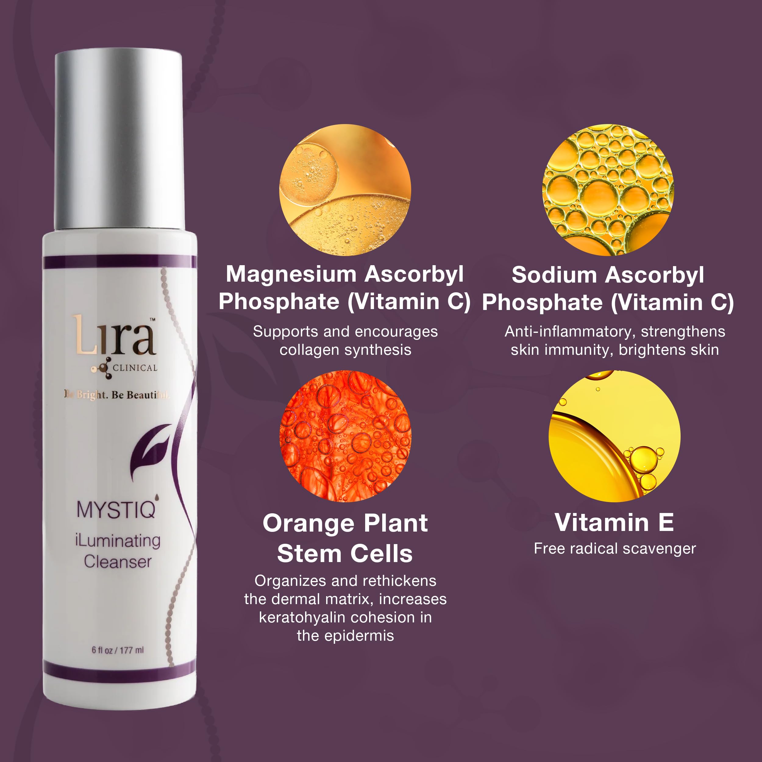 Creamy, hydrating texture of MYSTIQ cleanser on skin