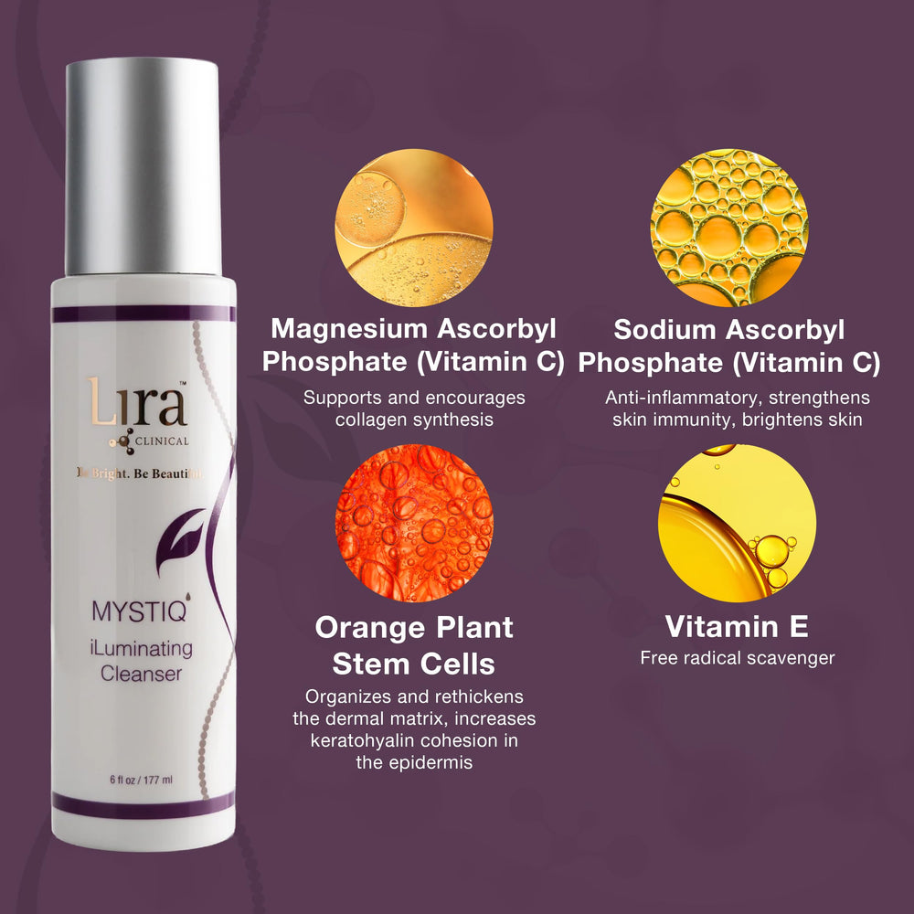 Creamy, hydrating texture of MYSTIQ cleanser on skin