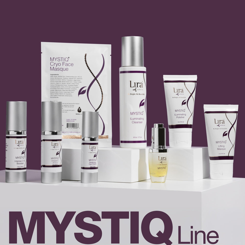 Compact 6 oz bottle of Lira MYSTIQ cleanser ready for travel