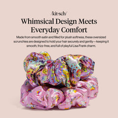 Scrunchies satinados de Lisa Frank y Kitsch para uso diario, día o noche.