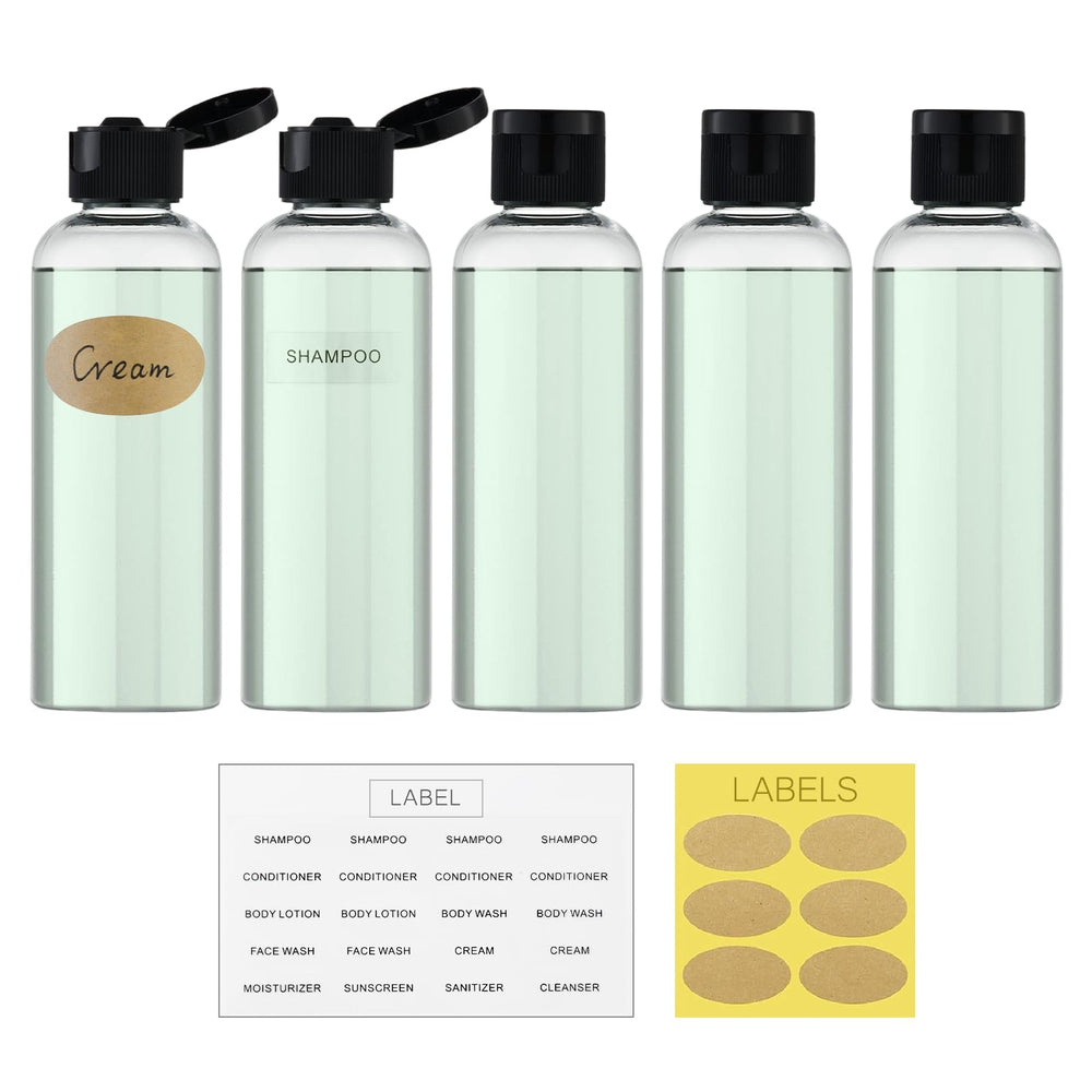 Lisapack travel bottles 3-4oz clear with leak-proof design for airplane carry-ons