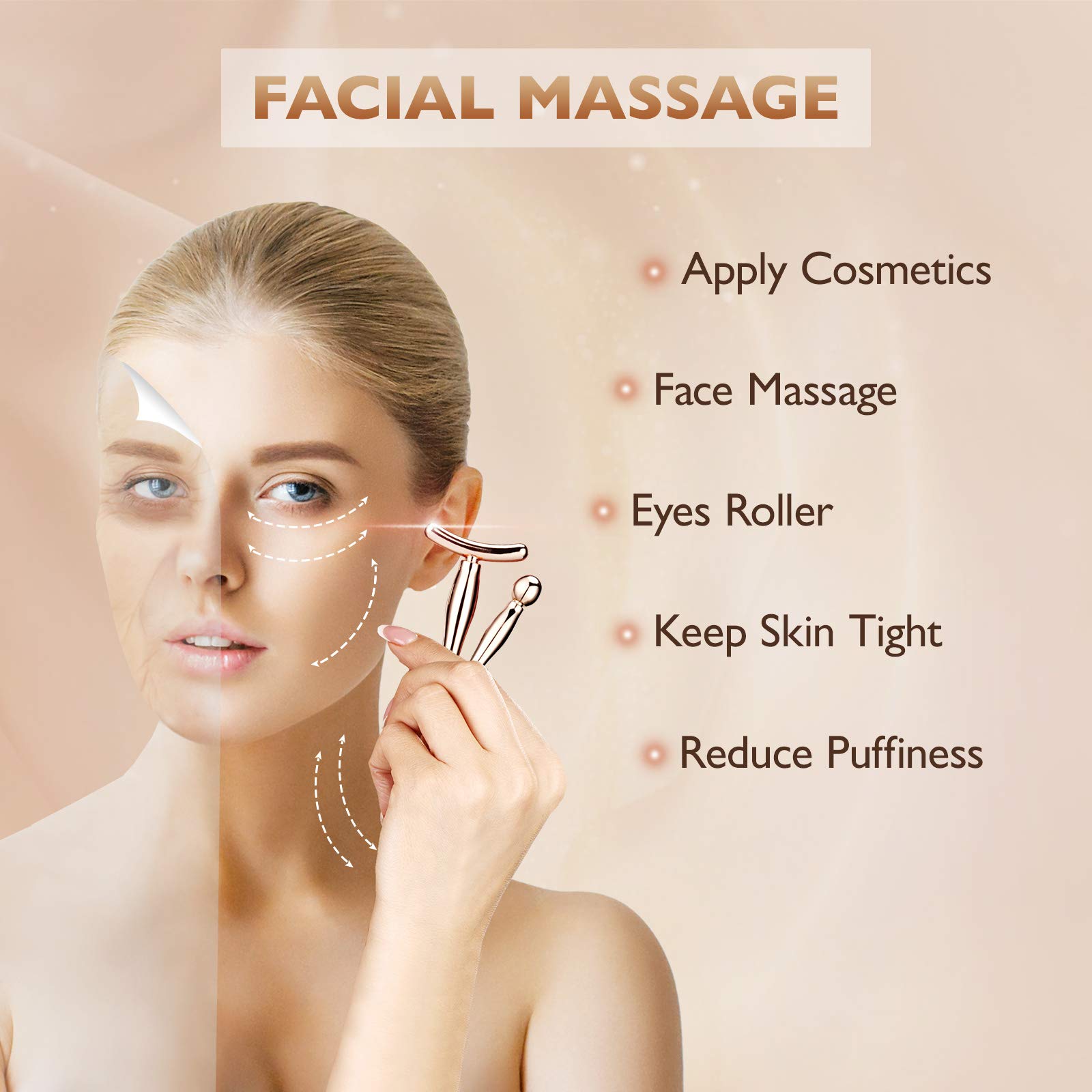 LISAPACK under-eye massage motion tool for soothing circular strokes.