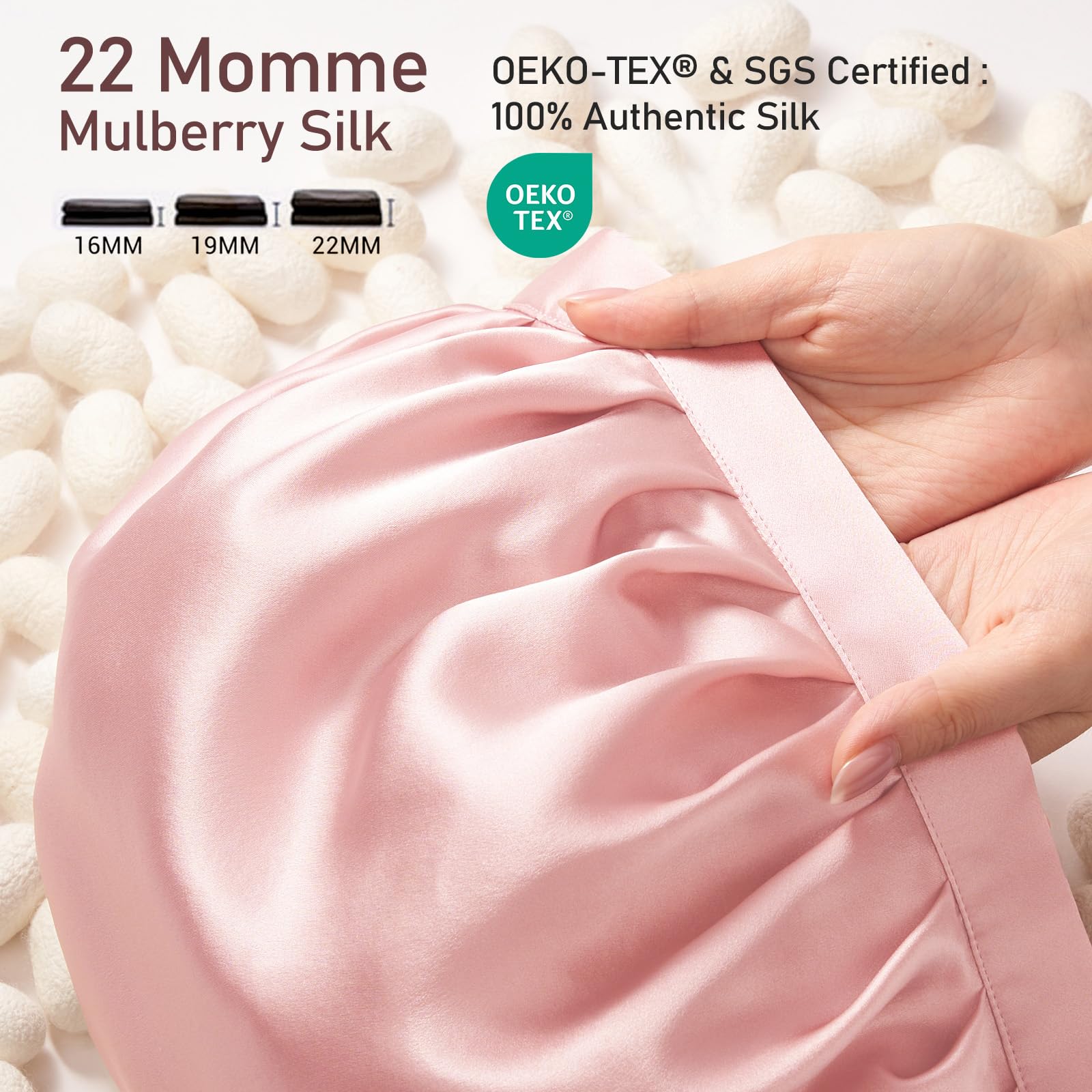 LitBear 22 momme silk close-up shows a soft surface reducing friction.