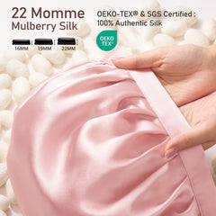 LitBear 22 momme silk close-up shows a soft surface reducing friction.