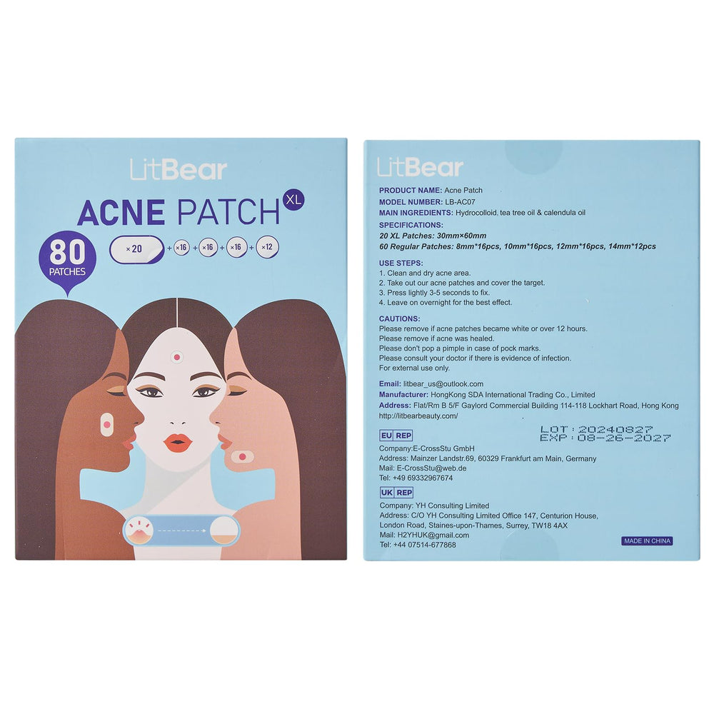 LitBear patches featuring tea tree and calendula for soothing skin