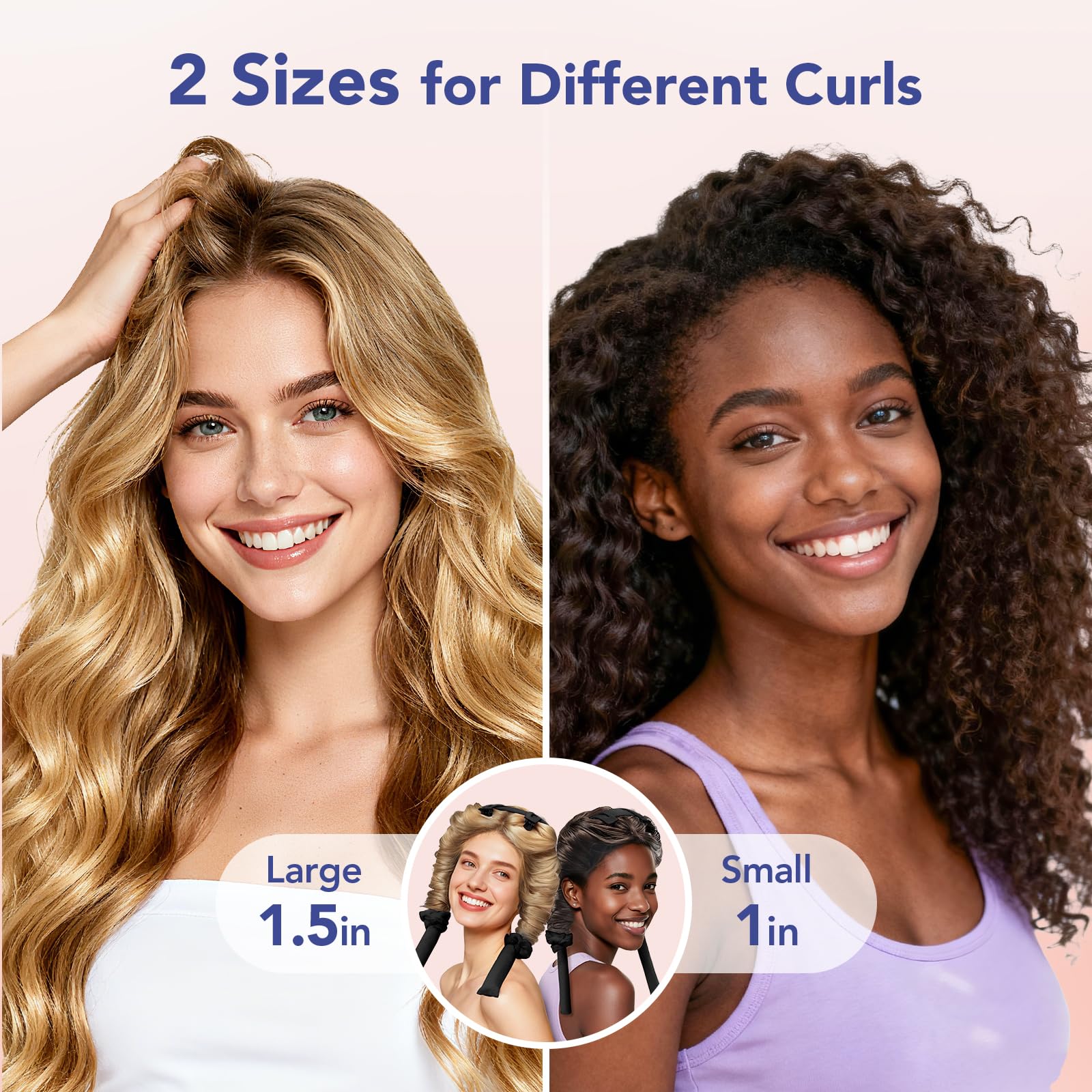 LitBear heatless curlers with 1-inch rod for medium to tight curls