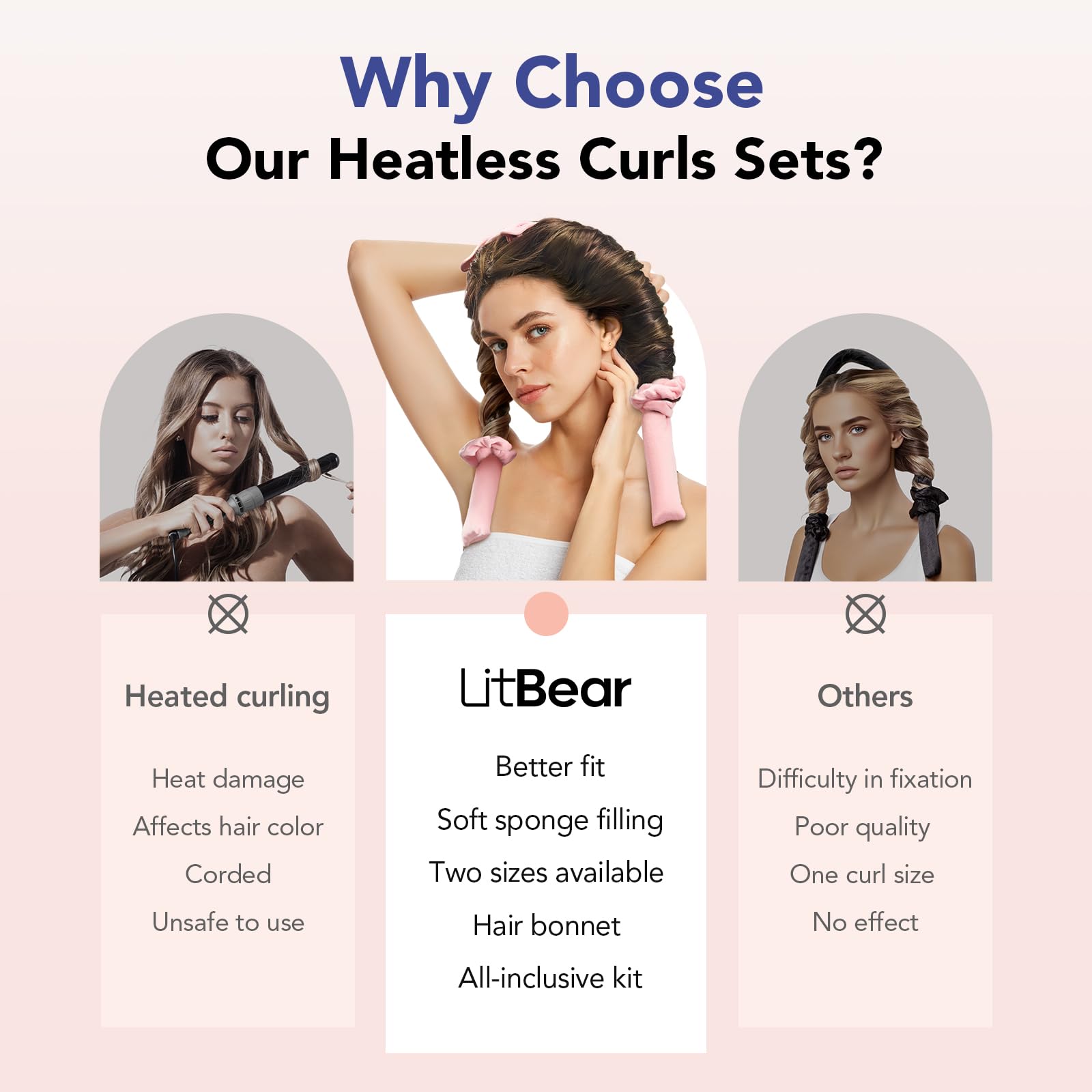 LitBear heatless curls overnight sleep cap keeps hair secure