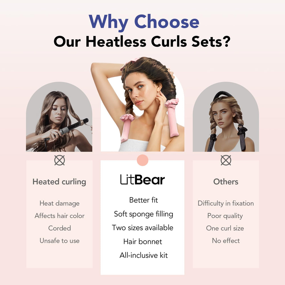 LitBear heatless curls overnight sleep cap keeps hair secure