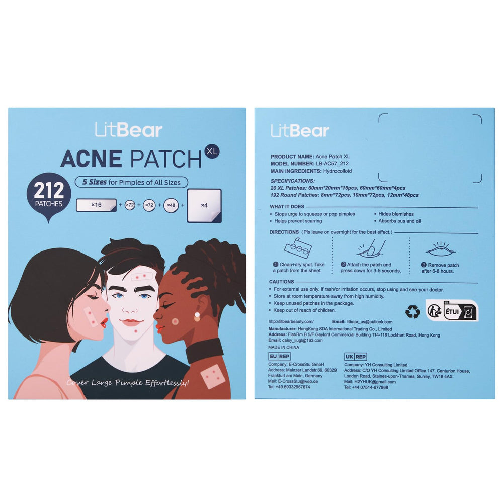 LitBear hydrocolloid patches with no additives for gentle care.