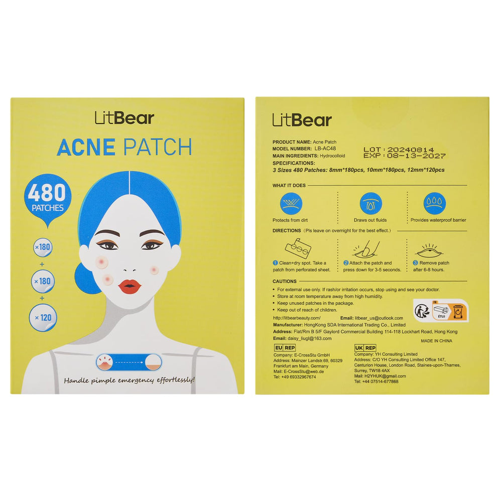 LitBear caja-480-parches, visual de empaque listo para uso diario