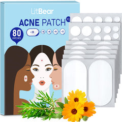 LitBear large acne patches box with 80 patches for versatile coverage on large breakouts
