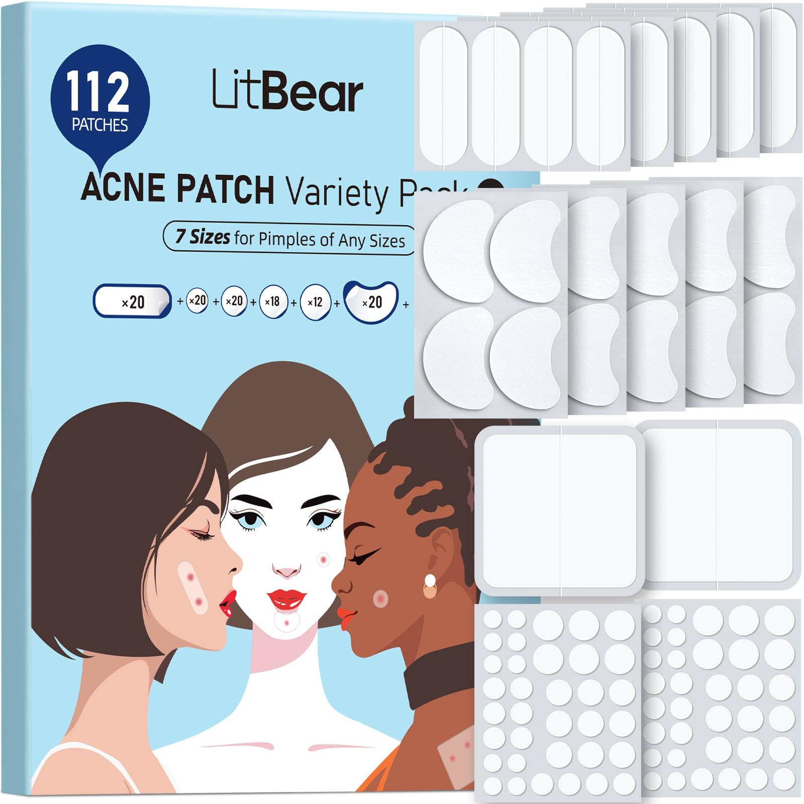 LitBear 8mm patch targets tiny facial blemishes with discreet coverage.