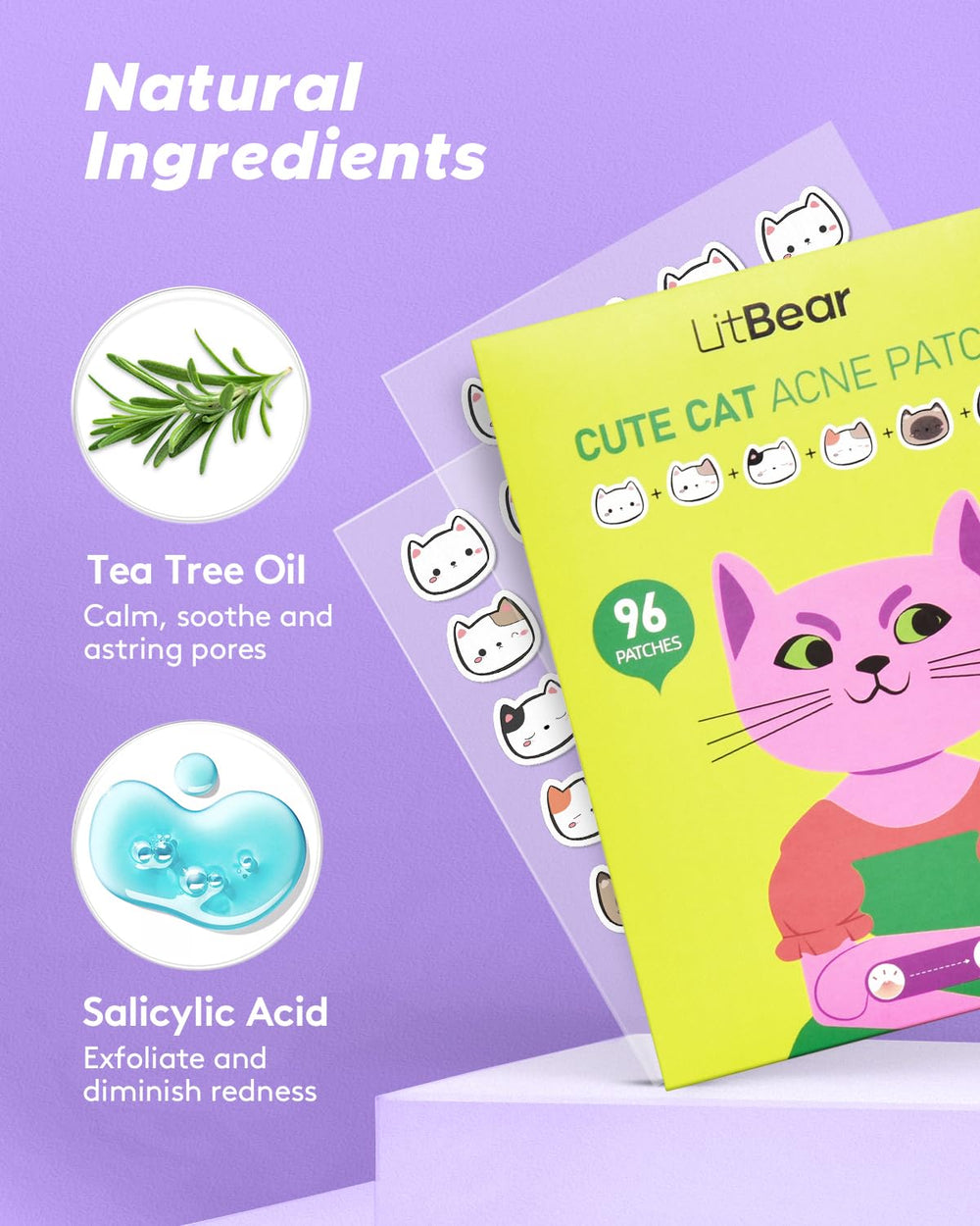 LitBear overnight use patch stays secure while you sleep for discreet blemish coverage.