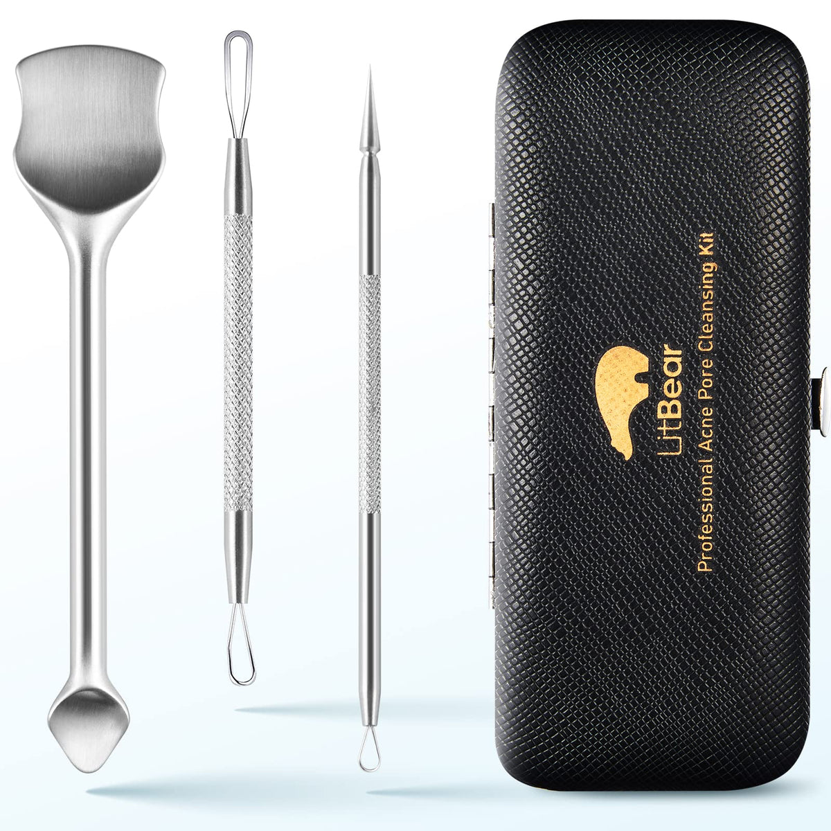 LitBear Pore Prep Tool on the nose area for gentle pore unclogging.