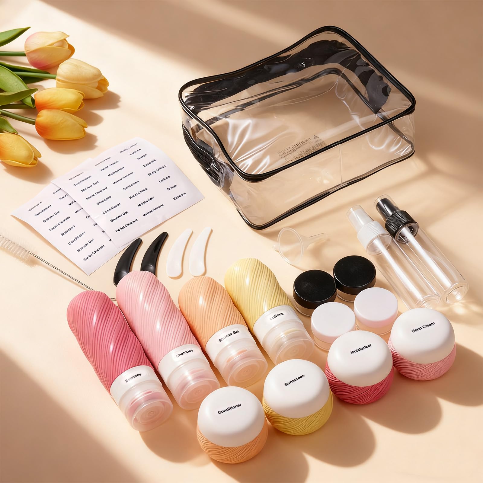 LitBear silicone travel bottles 3oz for secure, leak-free cosmetics on trips.