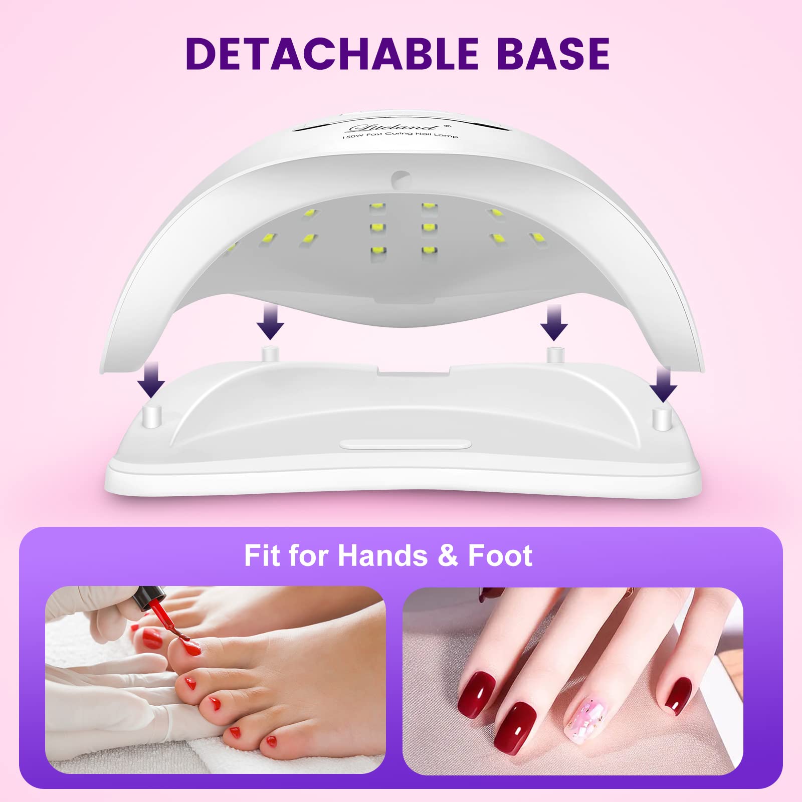 Liteland UV Gel Nail Lamp wide curing space fits two hands at once for faster sessions