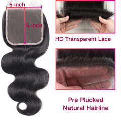 Little Fairy virgin Remy closure, 5x5, pre-plucked for a ready-to-style hairline.