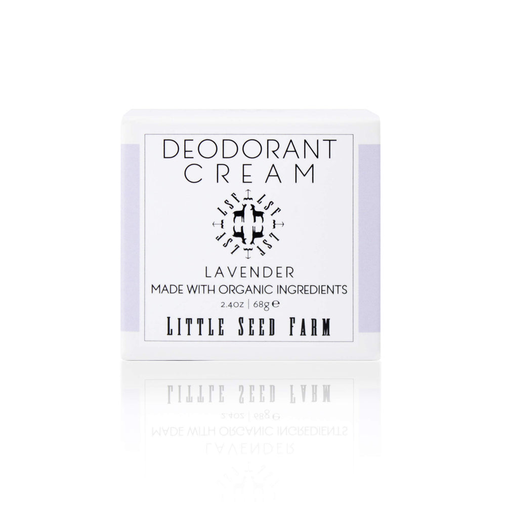 Desodorante natural Little Seed Farm en crema de lavanda para uso diario.