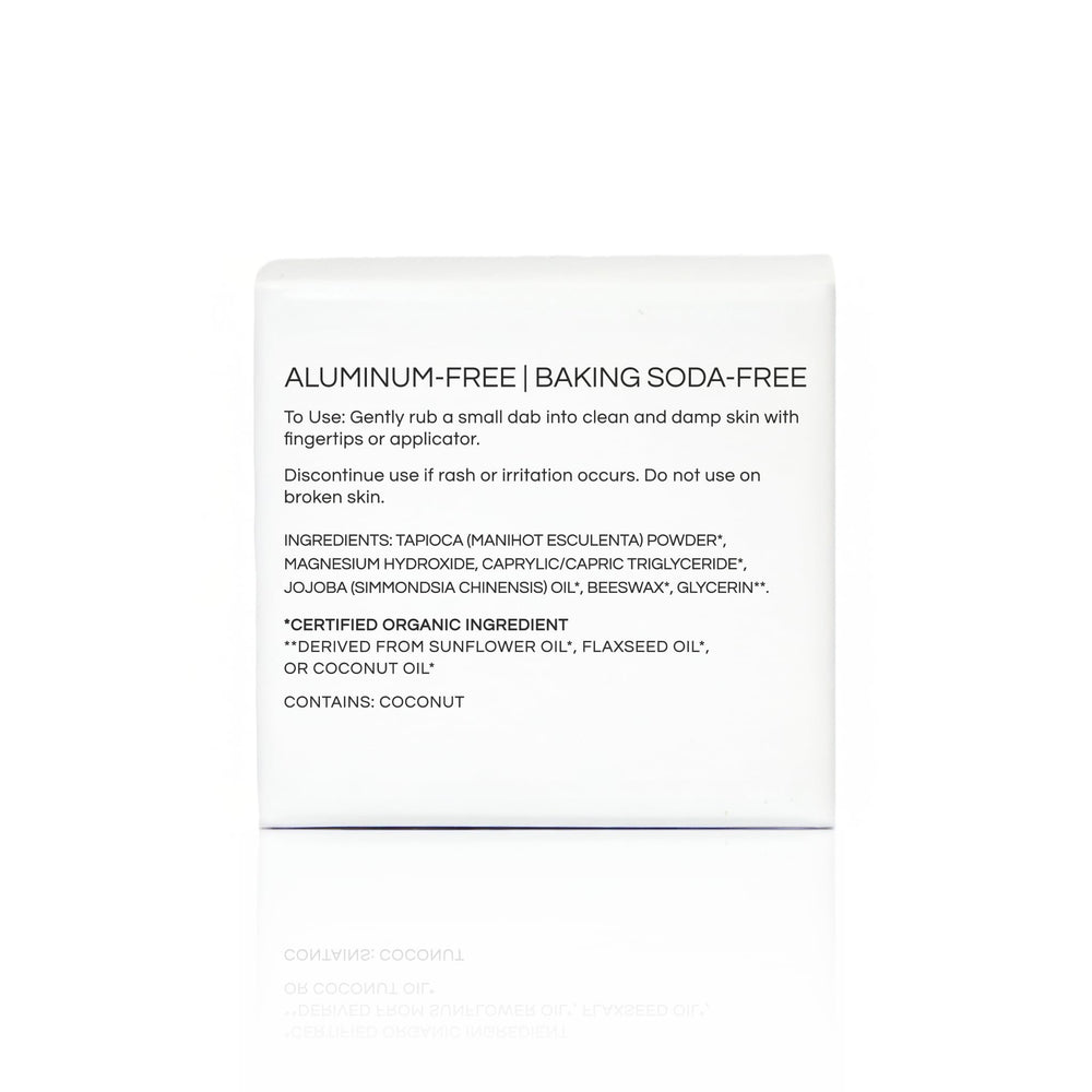 Etiqueta natural y cruelty-free de Little Seed Farm en crema desodorante.