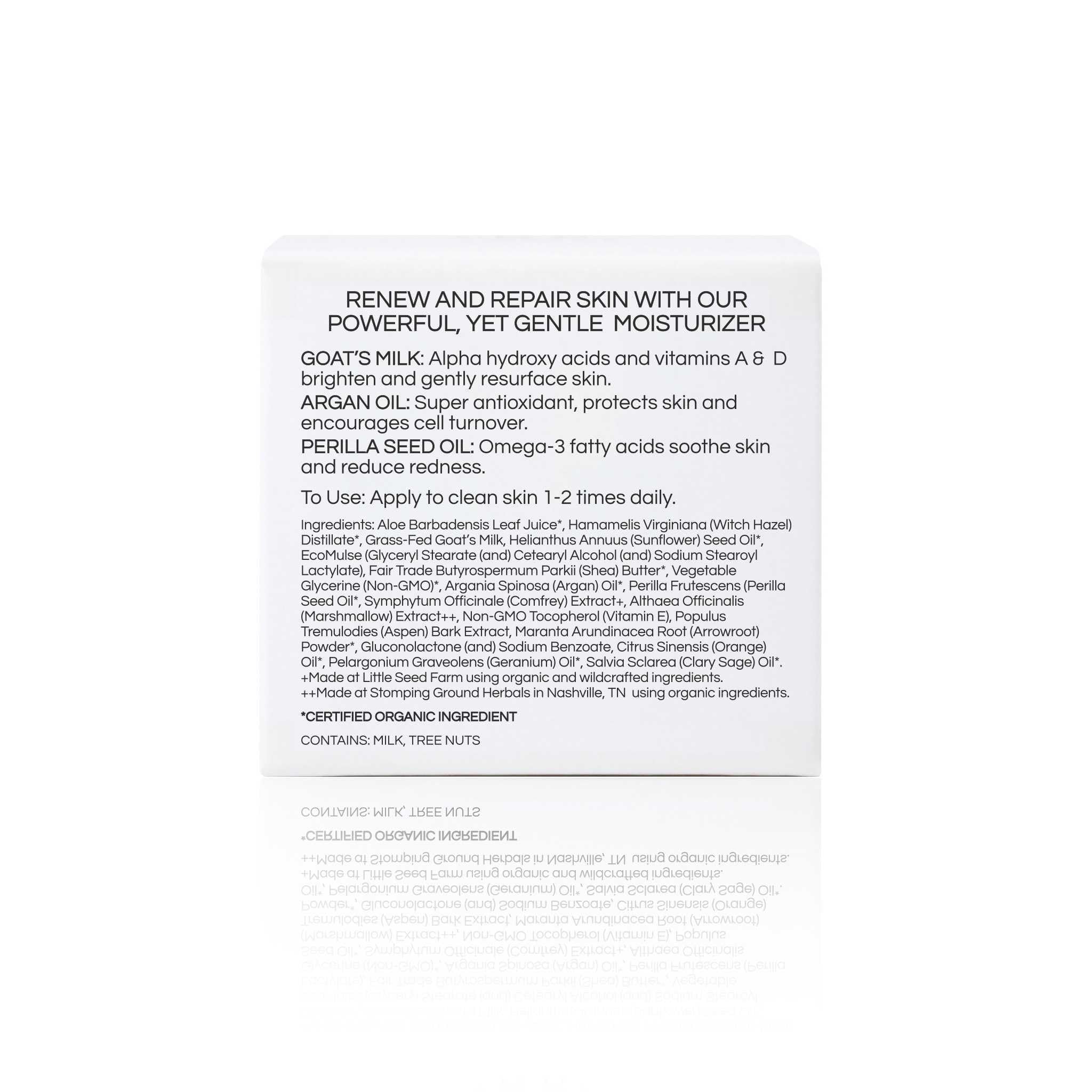 Little Seed Farm Moisturizer application close-up showing quick absorption.