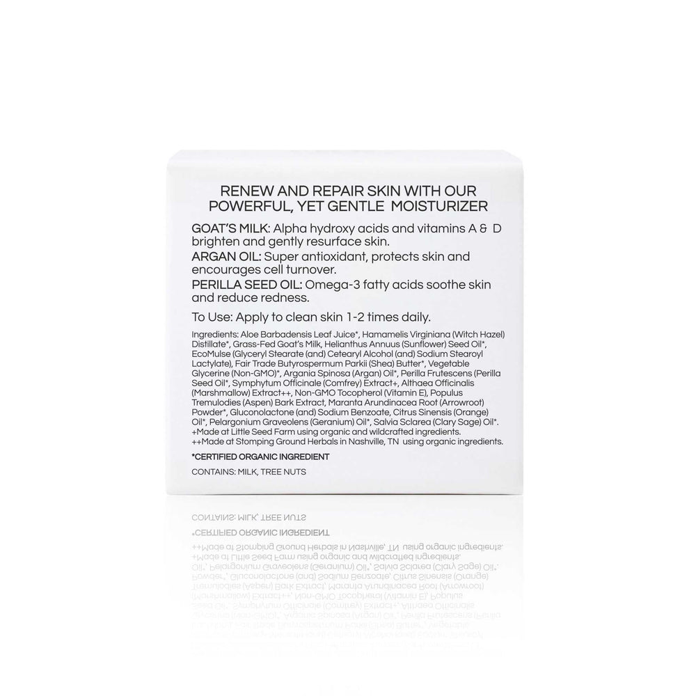 Little Seed Farm Moisturizer application close-up showing quick absorption.