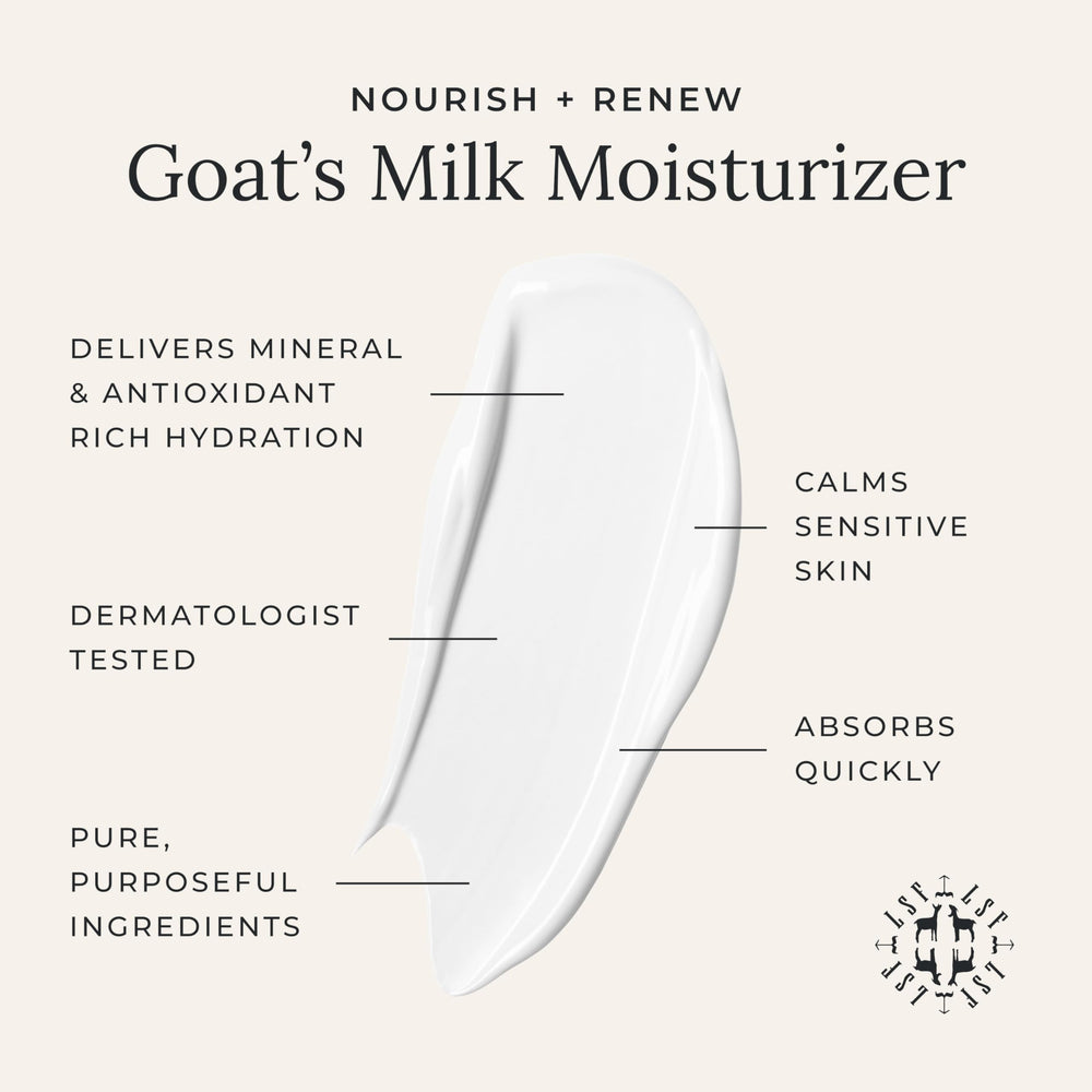 Little Seed Farm Goat's Milk Face Moisturizer label showcasing natural ingredients.