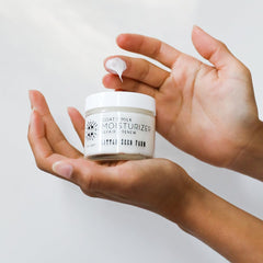 Little Seed Farm Shea butter cream texture close-up for a silky finish.