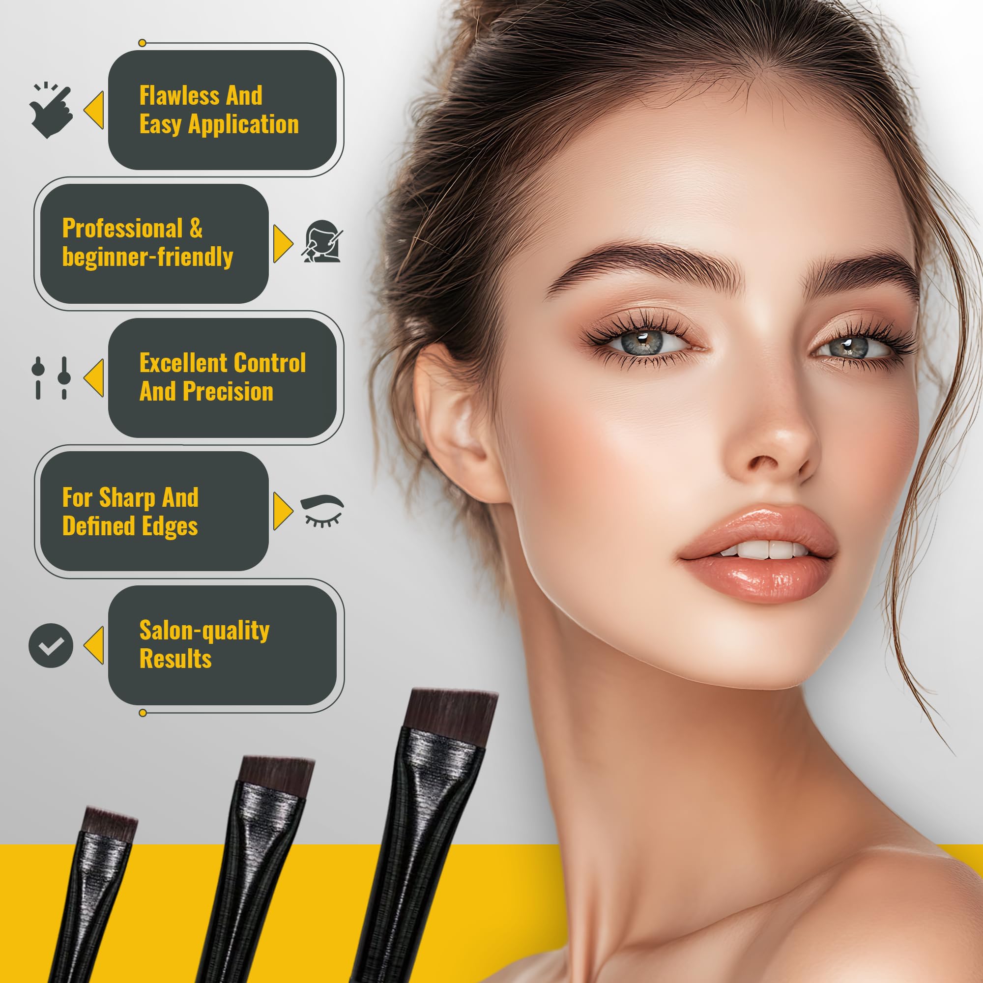 LIUDEX brow brush with slanted design enables seamless blending and defined arches.