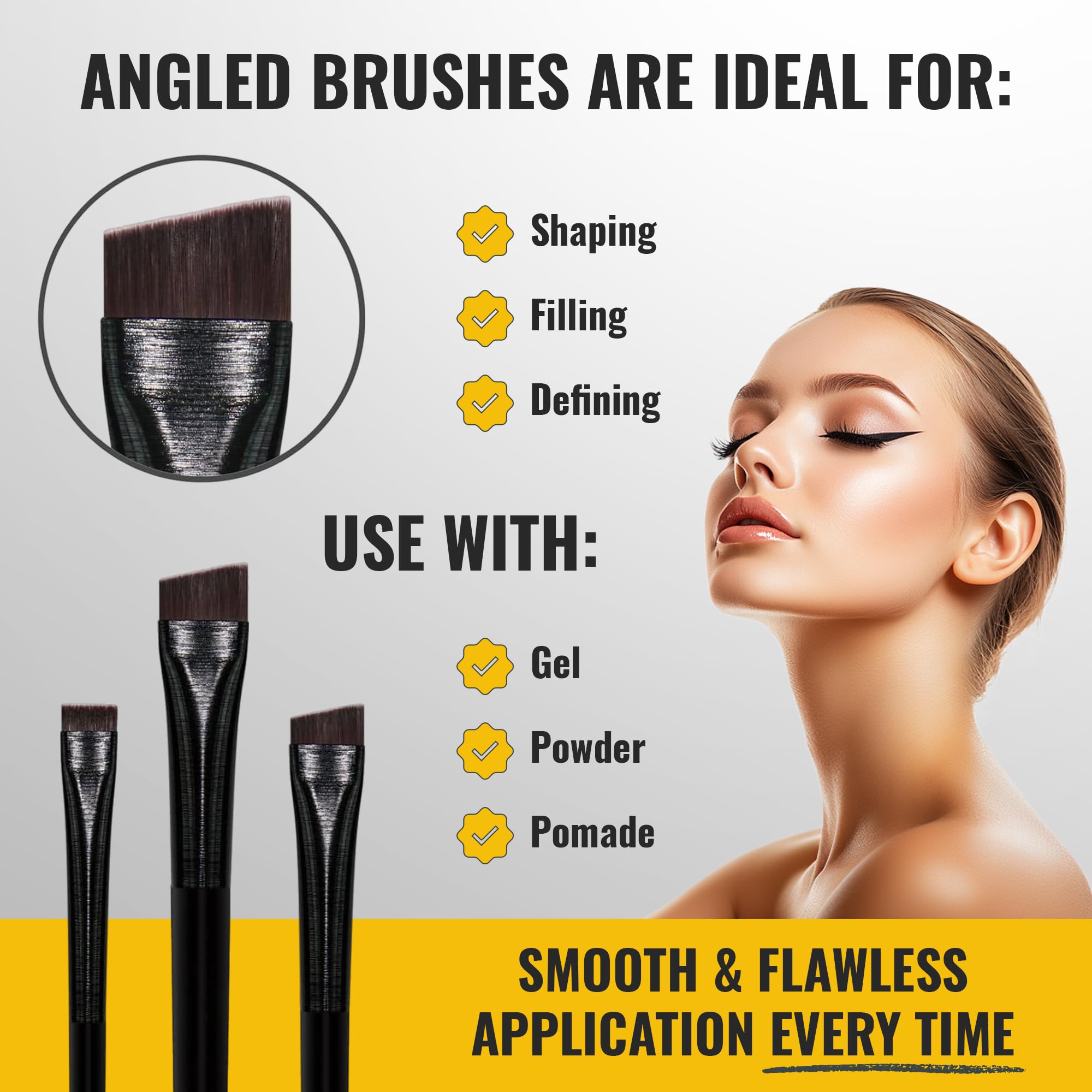 LIUDEX precision brush set provides professional results for brows and liner.
