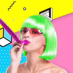 LIULIUBTY 12-inch straight wig with flat bangs ideal for cosplay and events.