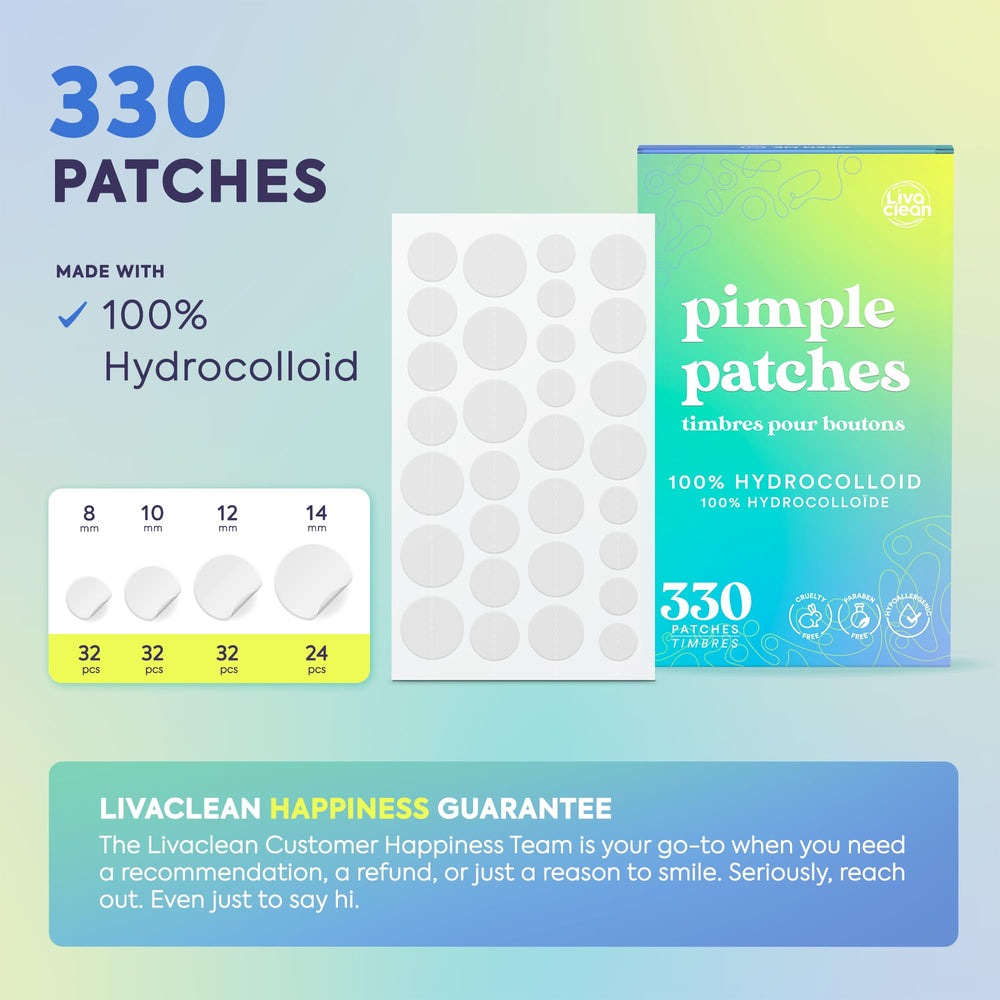 LivaClean hydrocolloid acne dots protect blemishes while absorbing oils.