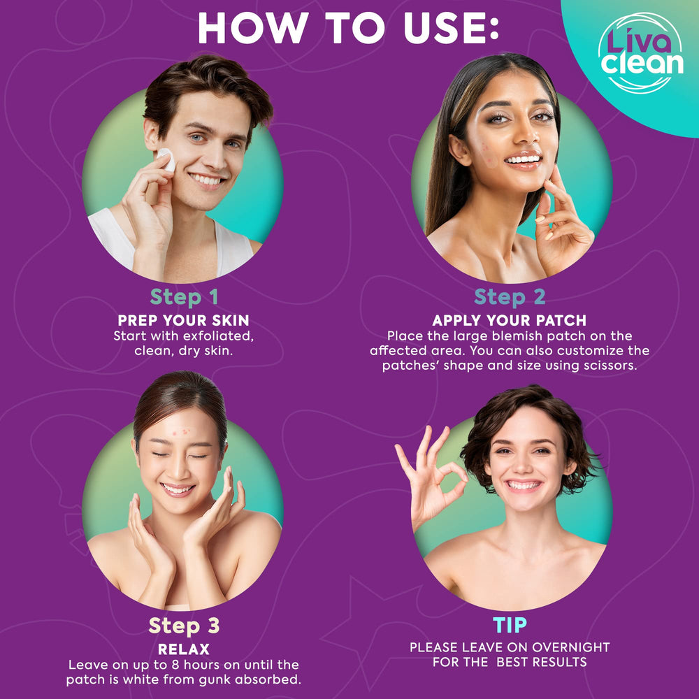 LivaClean patch on the face demonstrates discreet, skin-friendly coverage.