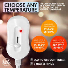 LivaClean warmer uses double helix heating wire for even heat distribution.