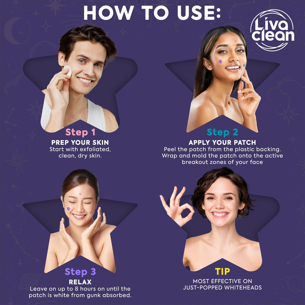 Parche estrella de LivaClean absorbe exceso de grasa para piel más clara.