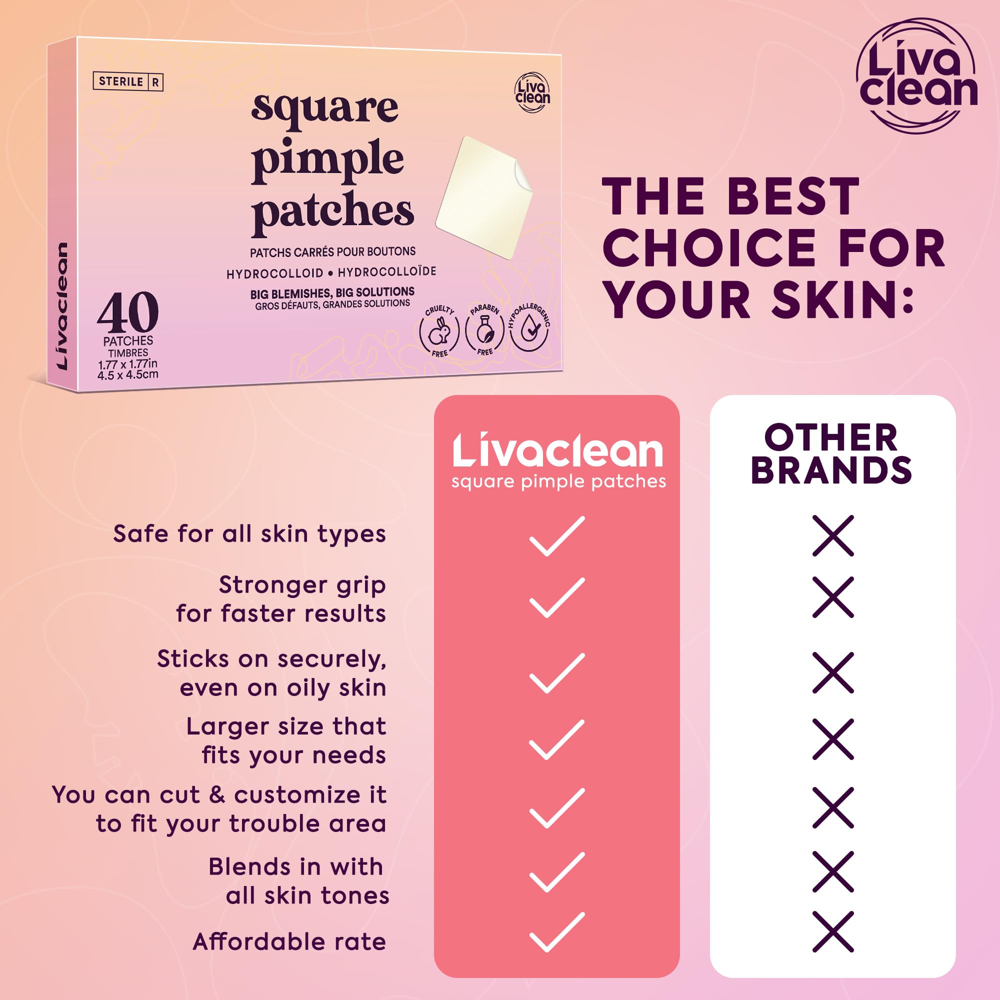 parche nocturno livaclean: absorbe aceites durante la noche para piel limpia.