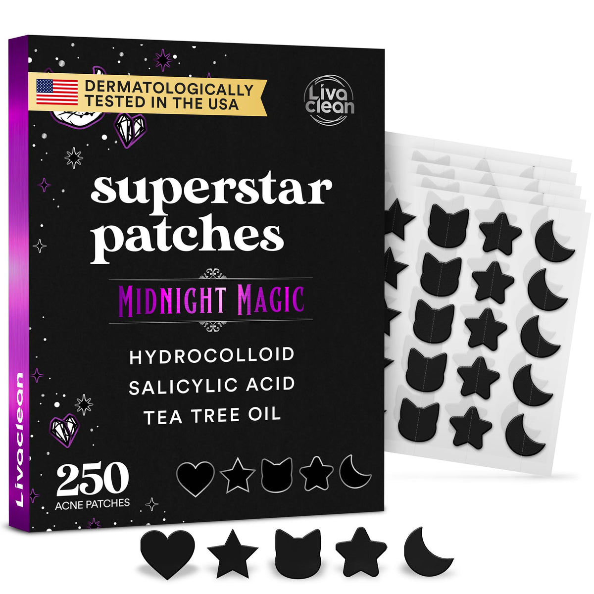 Parche LivaClean con estrellas negras cubre y protege la piel