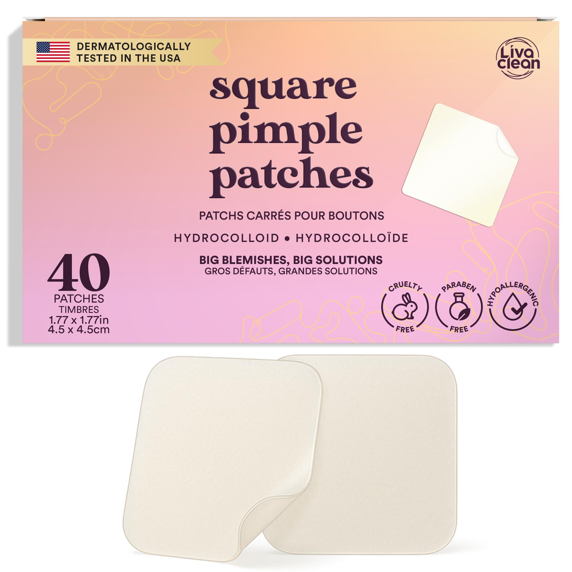 parche grande livaclean para acne cara: cobertura amplia para áreas problemáticas.